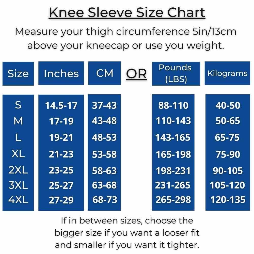 Glowstry Knee Support Pro Size Chart
